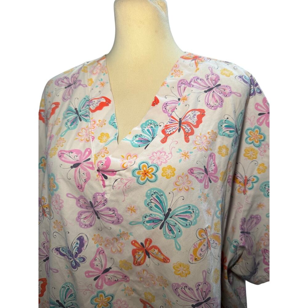 Lydia's Pro-Soft Vintage Butterfly Floral Scrub Top, Nurse Medical, Plus Size 3X
